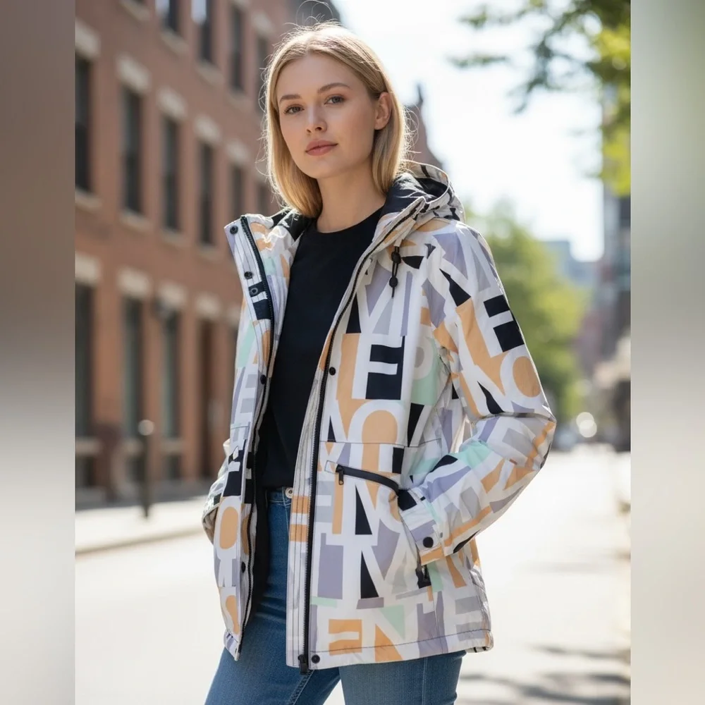 NWT Free People Movement Singin’ In The Rain Printed Packable Jacket